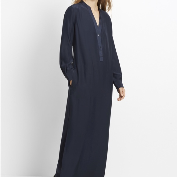 long sleeve maxi silk dress